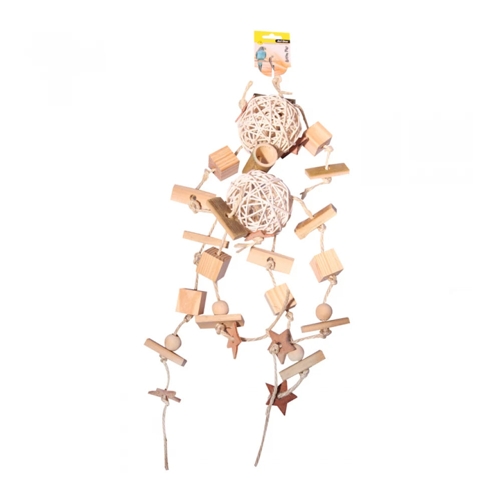 Bamboo and Wooden Blocks with Rattan Balls and Leather Stars from Avi One