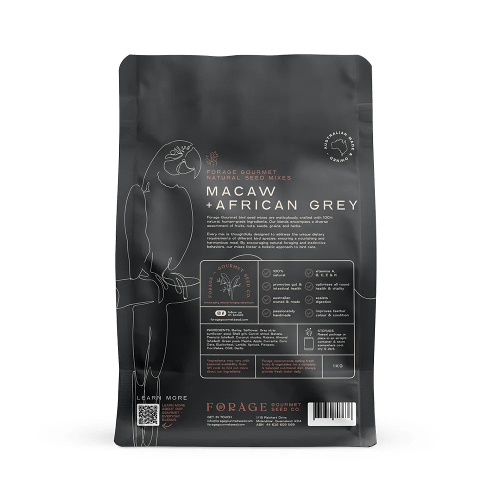 Forage Gourmet Macaw & African Grey 1kg (Excl. TAS & WA)