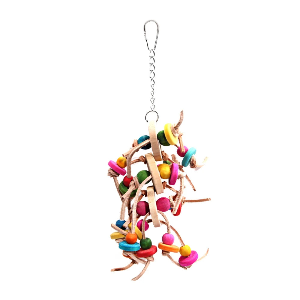 Leather Rope With Wooden Discs And Coloured Beads from Avi One