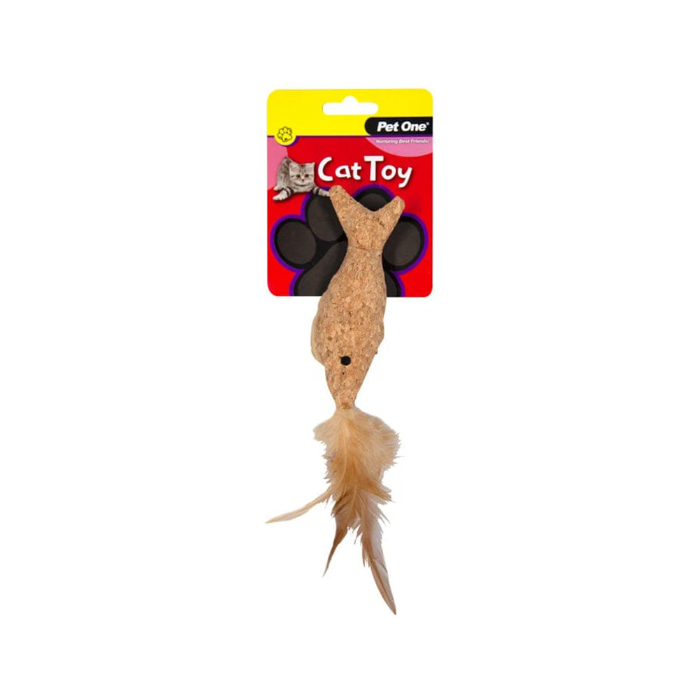 Pet One Plush Cork Fish with Feather 14cm from Pet One