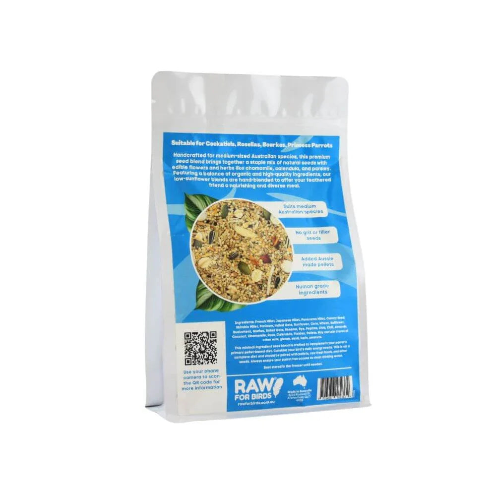 Raw For Birds Aussie Medium Bird Seed Blend 500g (Excl. TAS & WA) from Raw For Birds