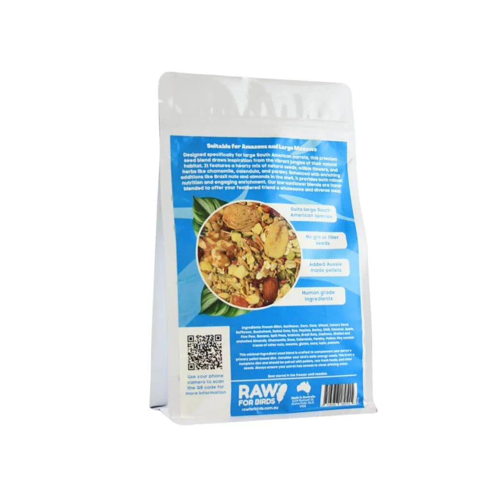 Raw For Birds South American Large Parrot Seed Blend 500g (Excl. TAS & WA) from Raw For Birds