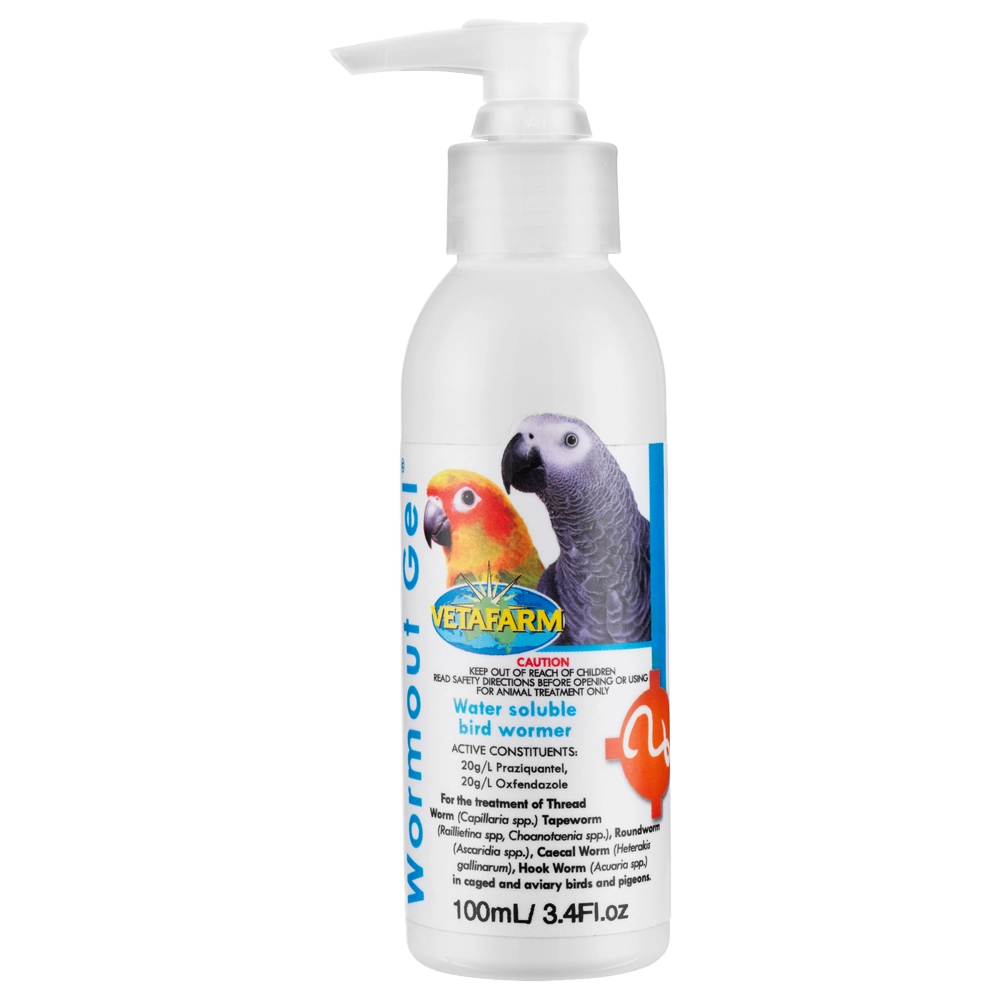 Wormout gel 100ml vetafarm Water soluble bird wormer