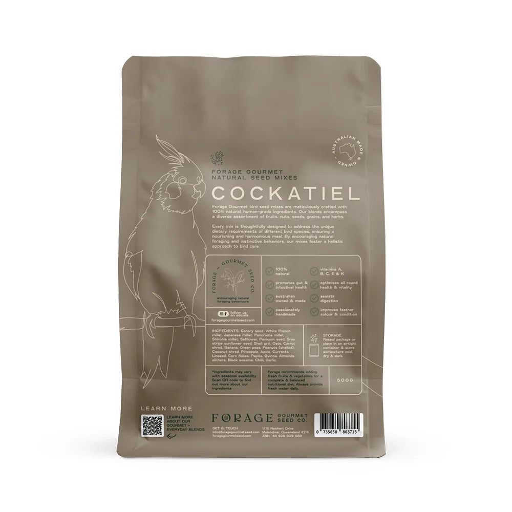 Forage Gourmet Cockatiel 500g (Excl. TAS & WA)