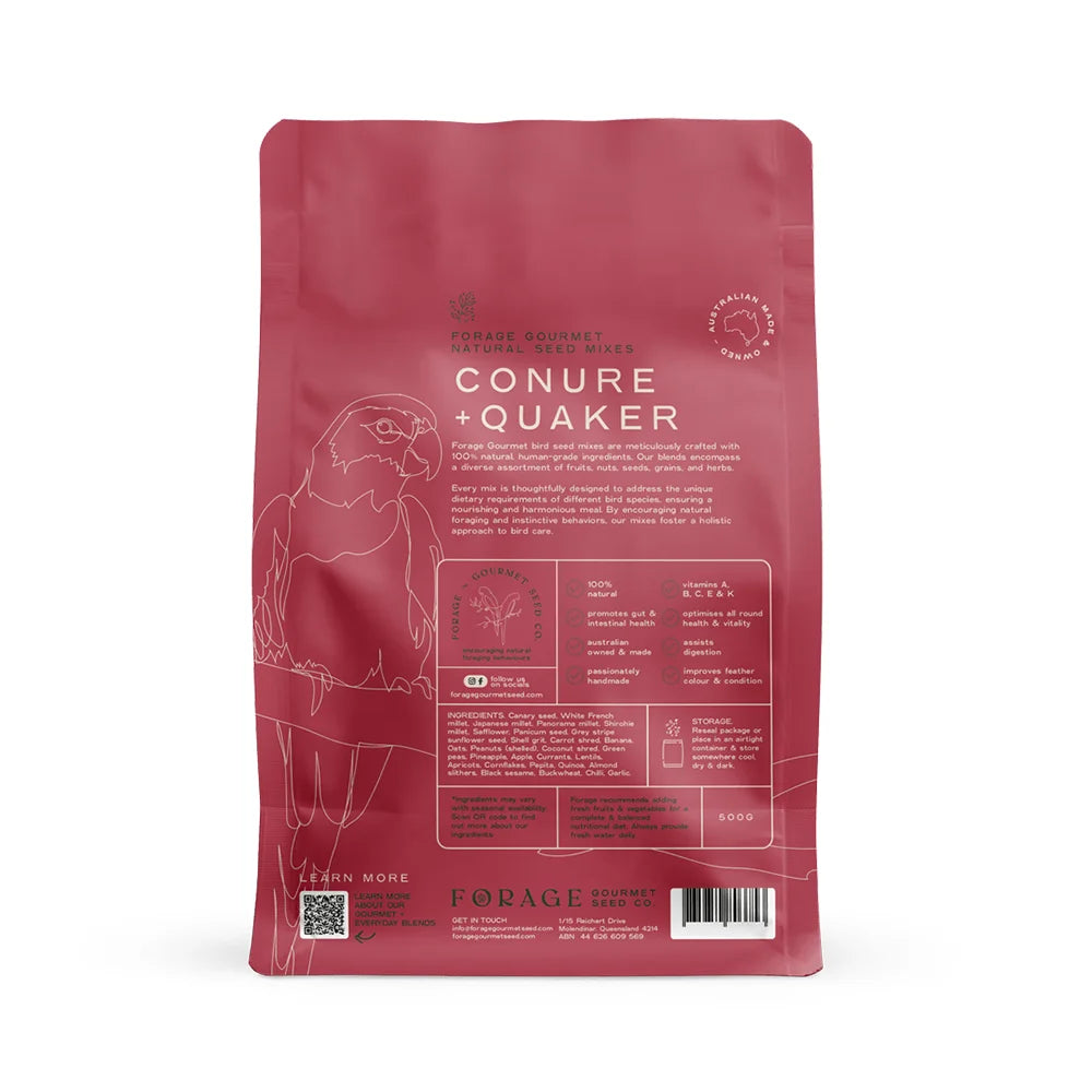 Forage Gourmet Conure & Quaker 500g (Excl. TAS & WA)