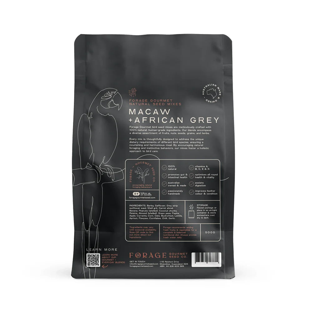 Forage Gourmet Macaw & African Grey 500g (Excl. TAS & WA)