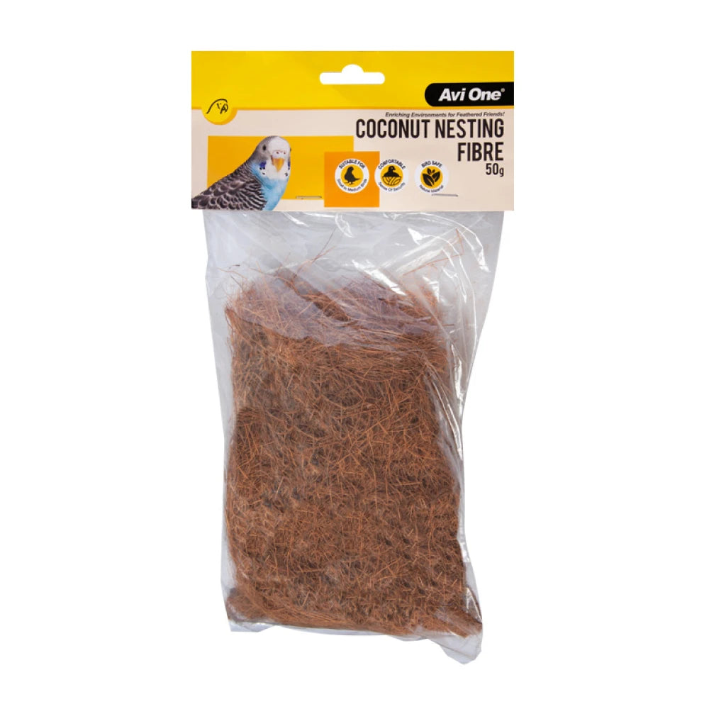 Avi One Bird Coconut Nesting Material 50g showing the front view