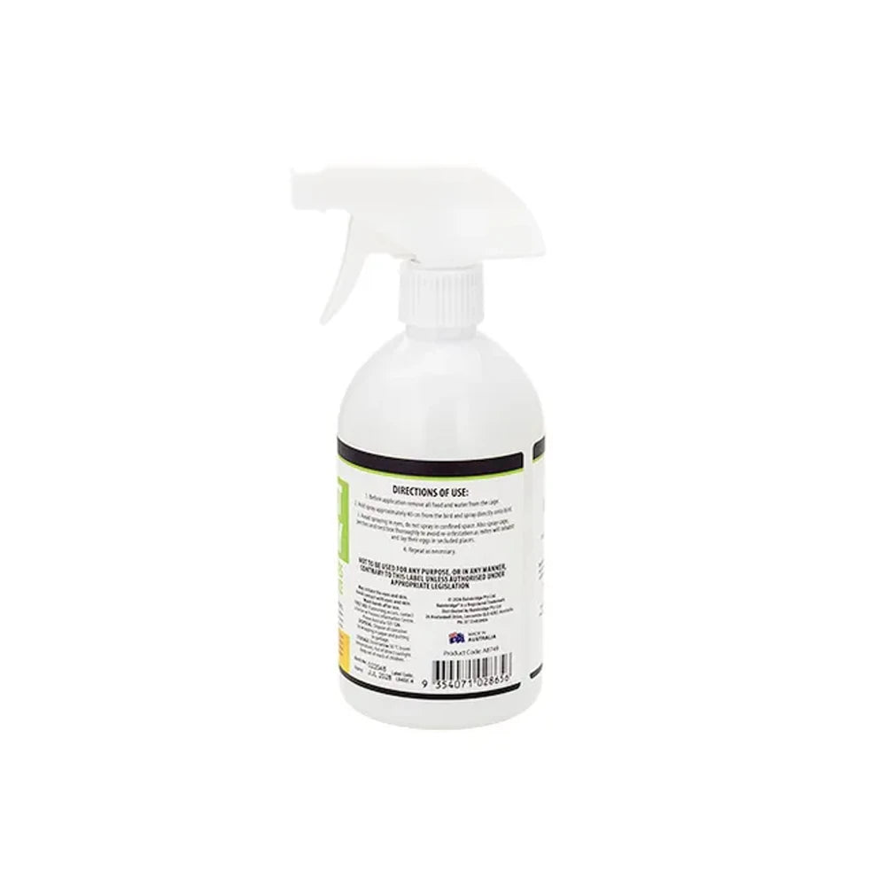Bainbridge Bird & Insect Spray for Mites & Lice showing the Back View