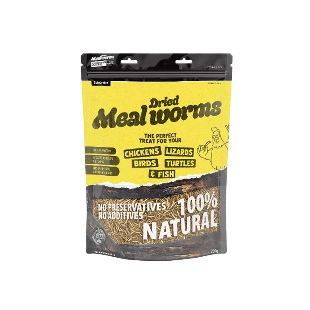 Bainbridge Dried Mealworms showing the front view