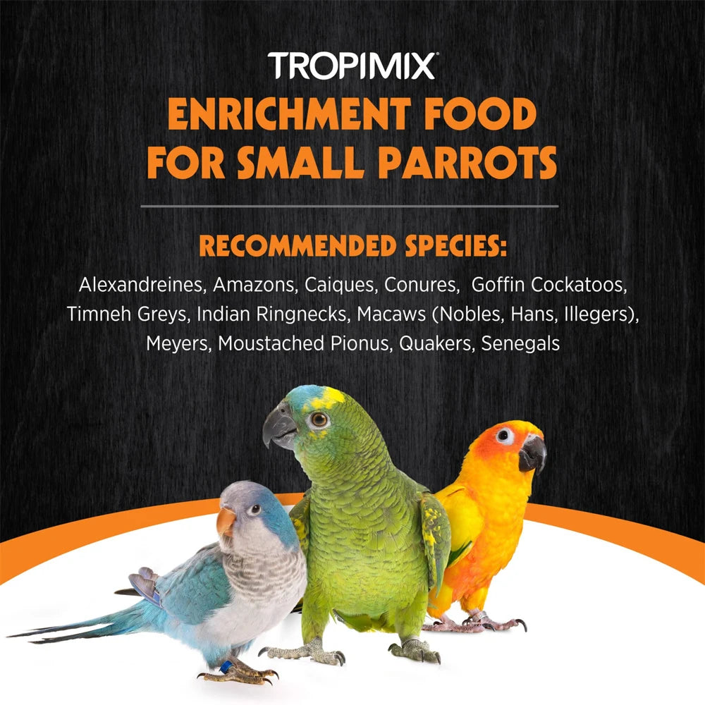 Hari Hagen Tropimix Small Parrots showing the recommended species