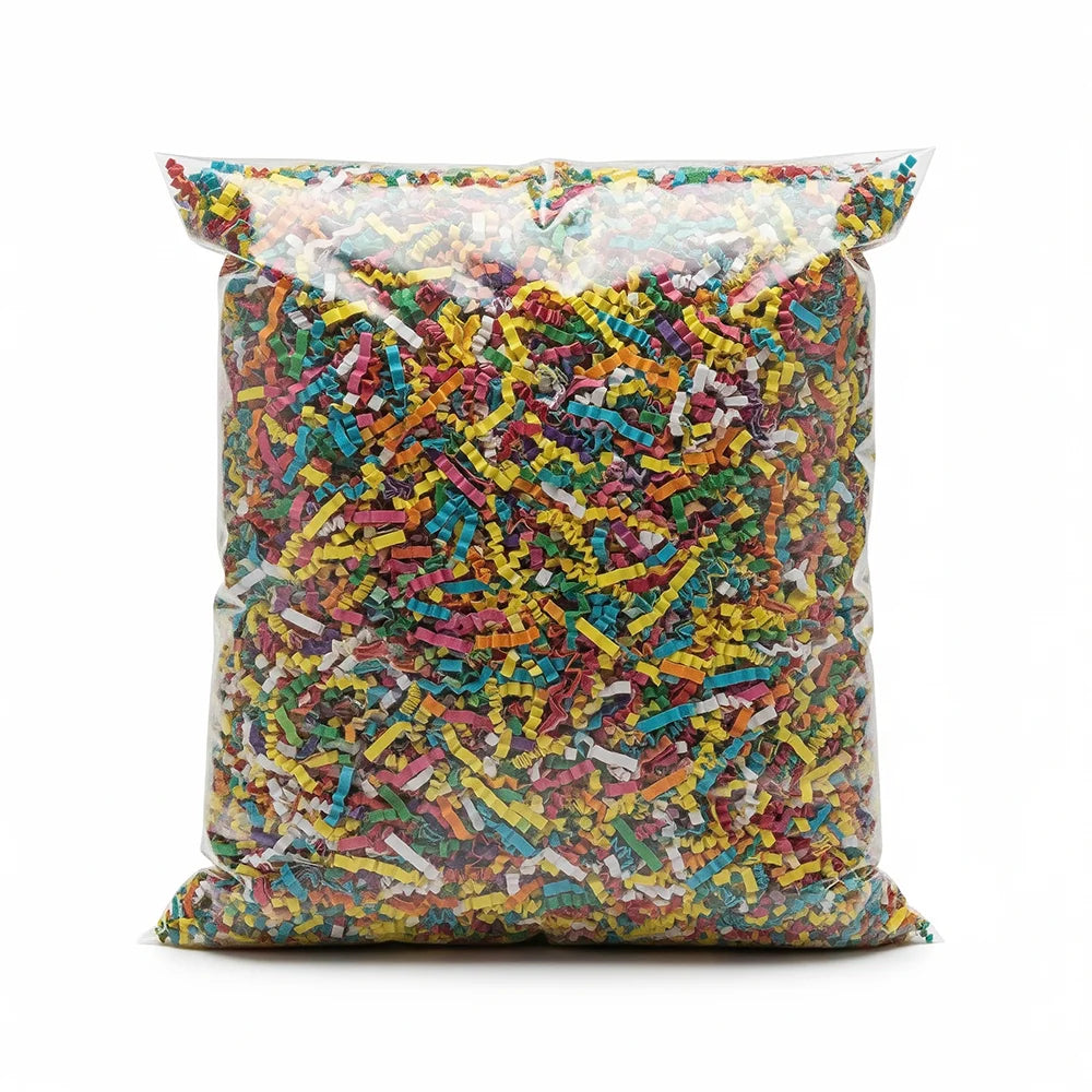 Mighty Bird Crinkle Surpirese Paper Shreds in 100g showing the front view