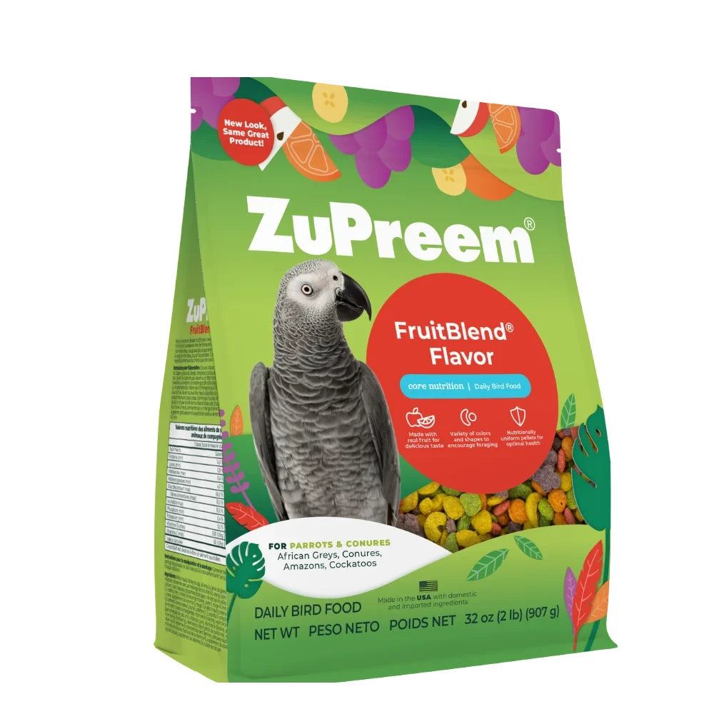 ZuPreem FruitBlend Flavour Pellets for Parrots & Conures in 907g showing the Front View