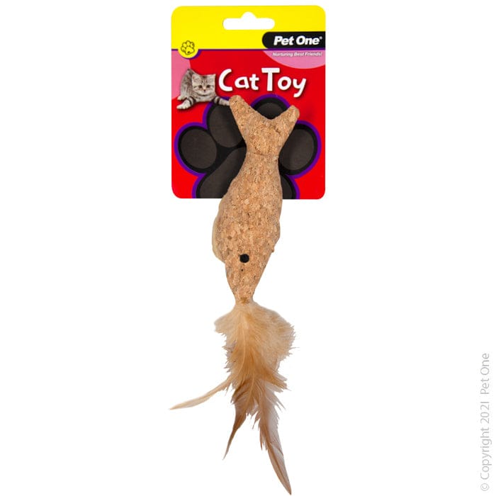 Pet One Plush Cork Fish with Feather 14cm from Pet One