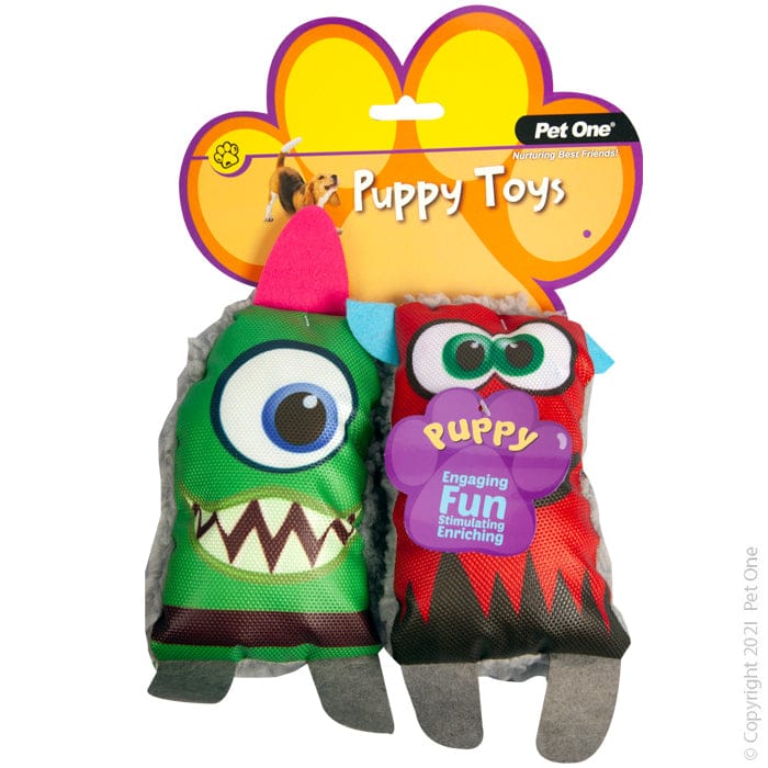 Pet One Puppy Squeaky Fluffy Monsters Assorted 2pcs set from Pet One